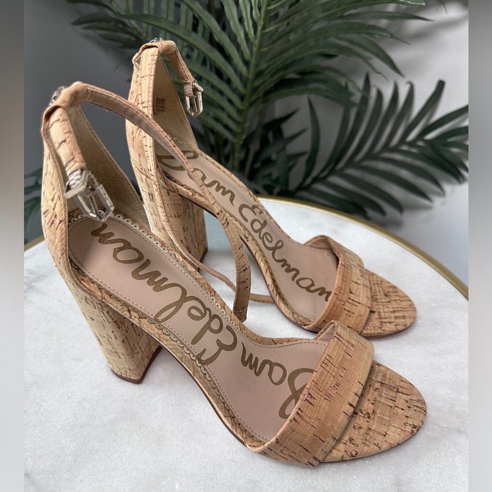 Sam Edelman Women’s Yaro Cork Block High Heel Sandals size 7 1/2 - Picture 2 of 9
